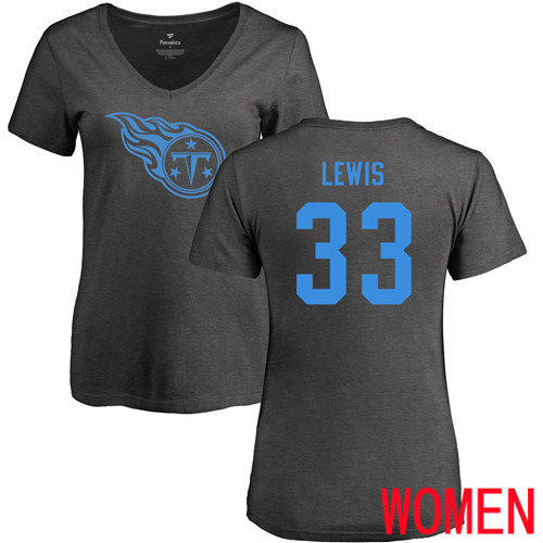 Tennessee Titans Ash Women Dion Lewis One Color NFL Football #33 T Shirt->nfl t-shirts->Sports Accessory